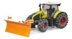 BRUDER - TRACTEUR CLAAS AXION 950 AVEC CHAÎNES À NEIGE ET LAME À NEIGE #03018